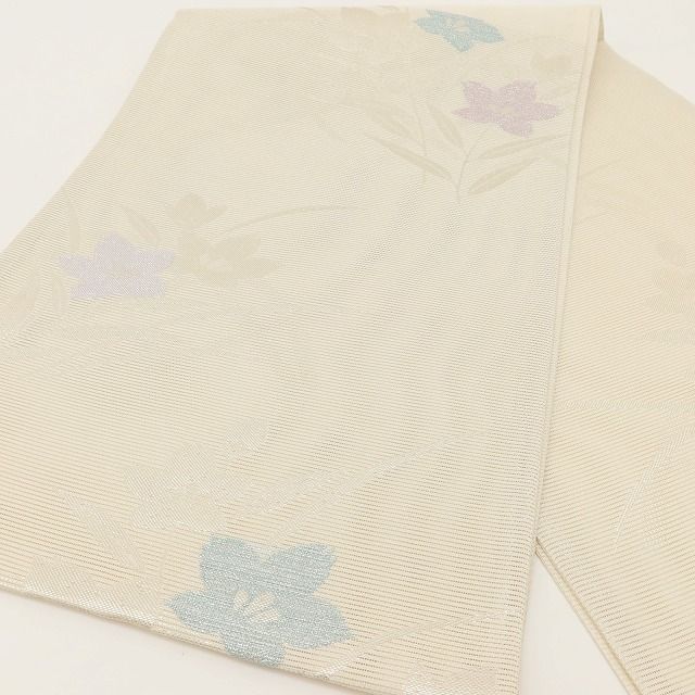 百華❀Y5043◆美品未着用 正絹 夏着物 桔梗 絽 夏袋帯