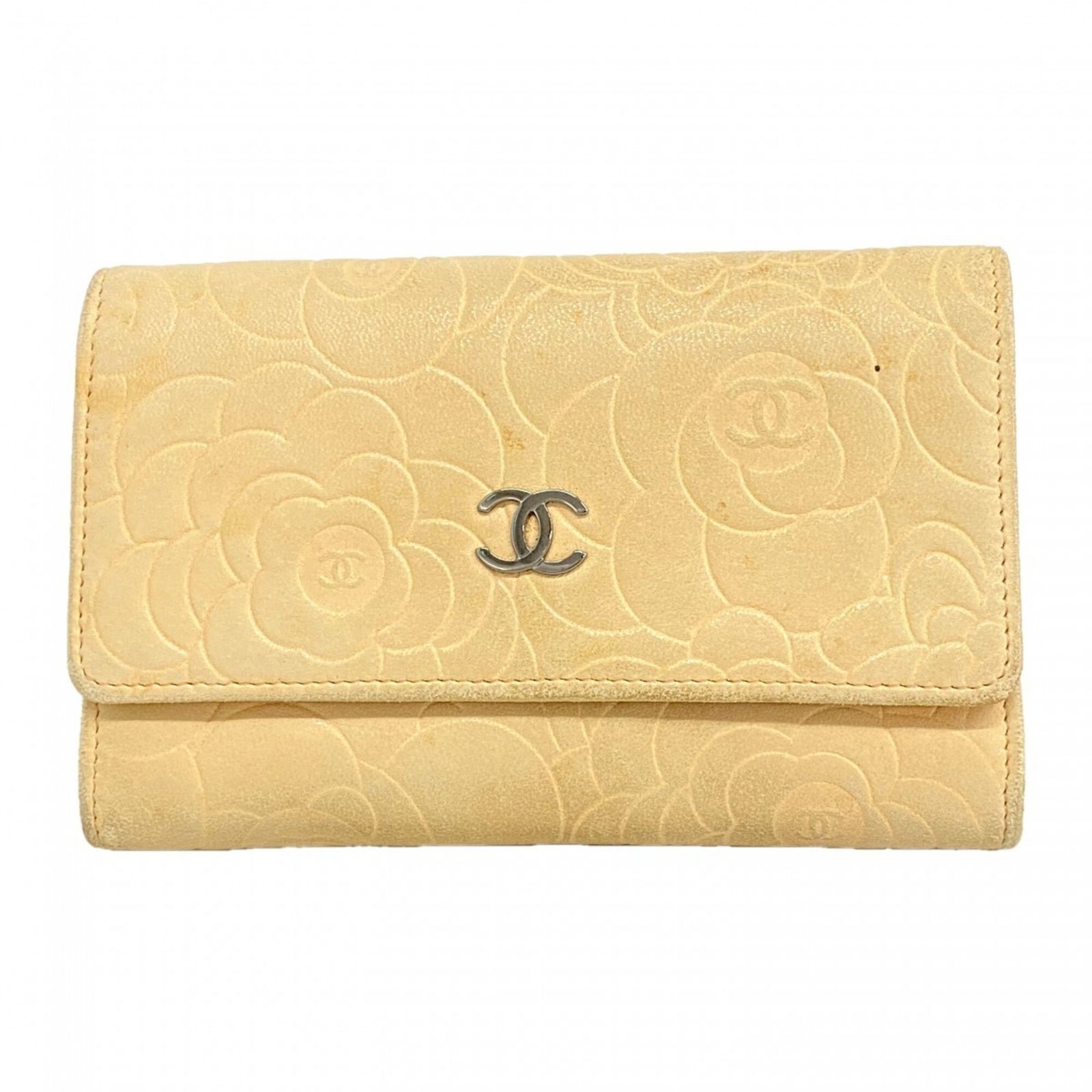 シャネル(Chanel) シャネル 財布 カメリア ラムスキン ベージュ 