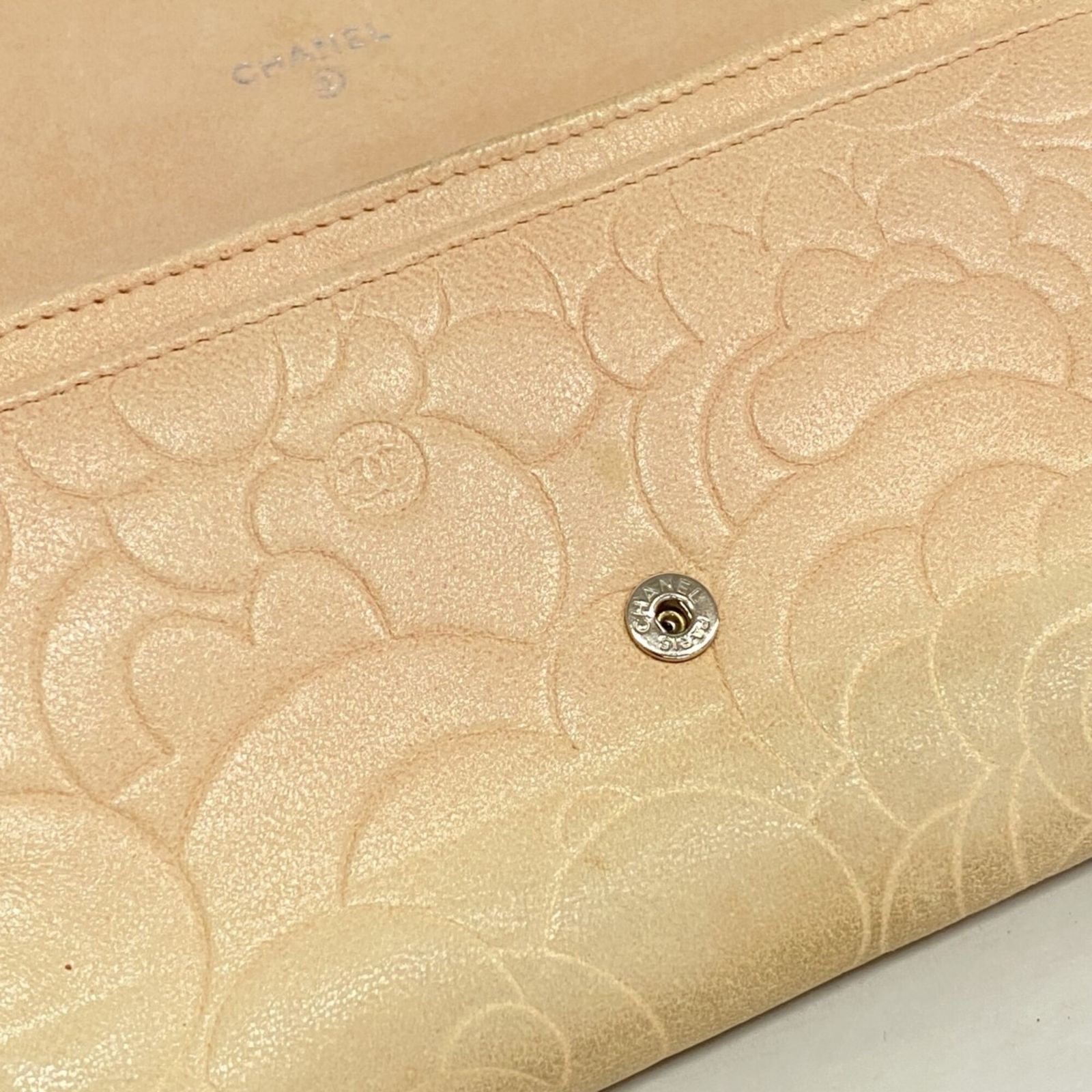 シャネル(Chanel) シャネル 財布 カメリア ラムスキン ベージュ 