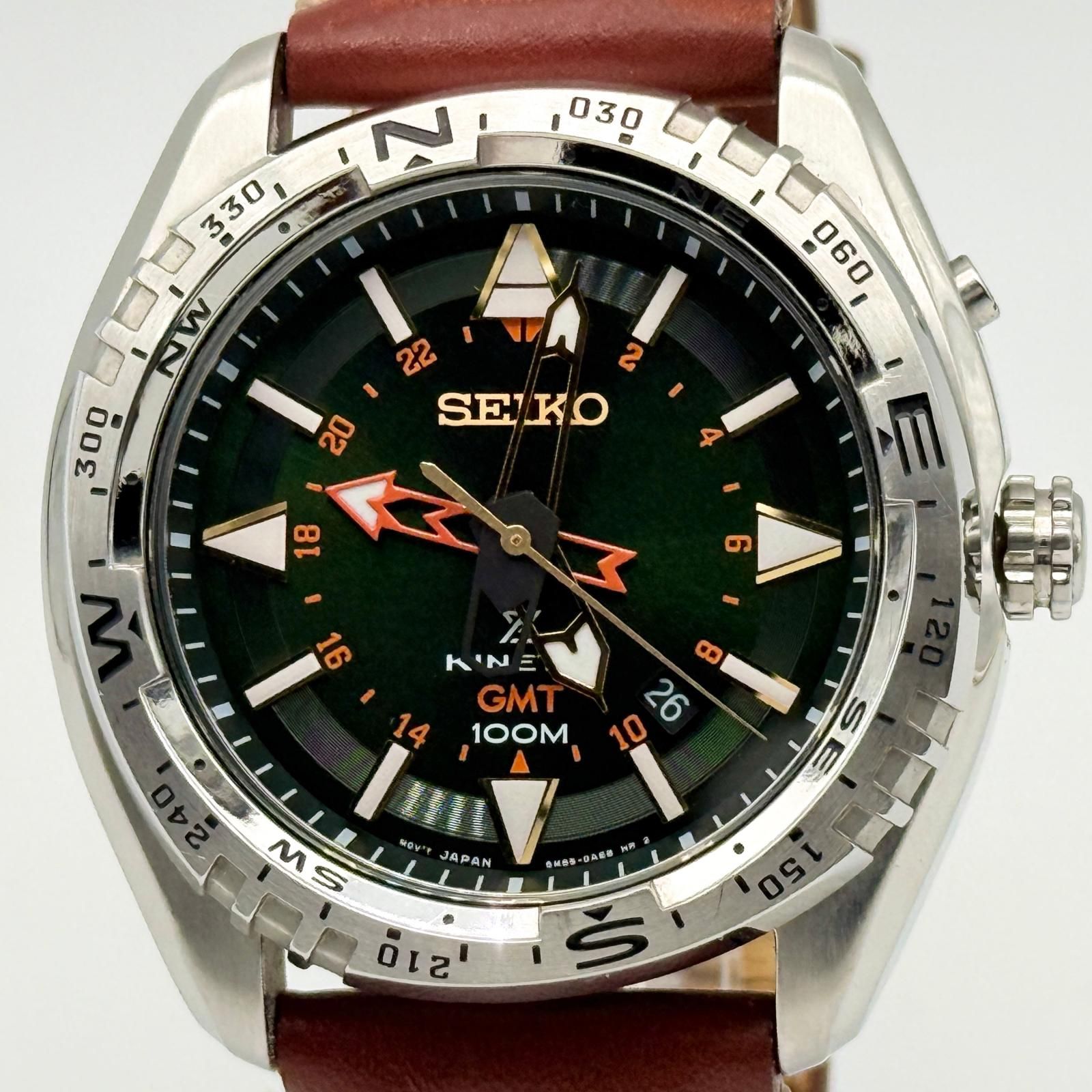 SEIKO セイコー KINETIC キネティック GMT 100M 5M85-0AE0 グリーン 