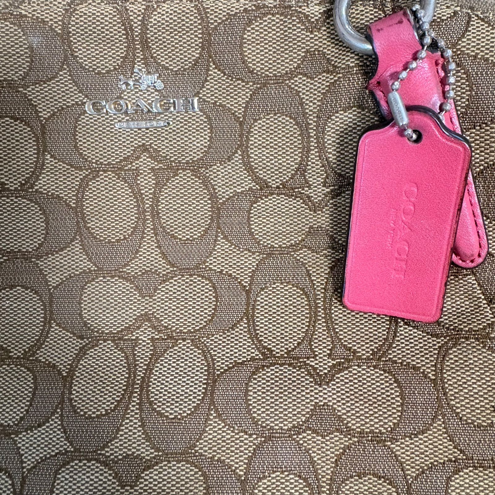 COACH コーチ ショルダーバッグ シグネチャー ピンク キャンバス 