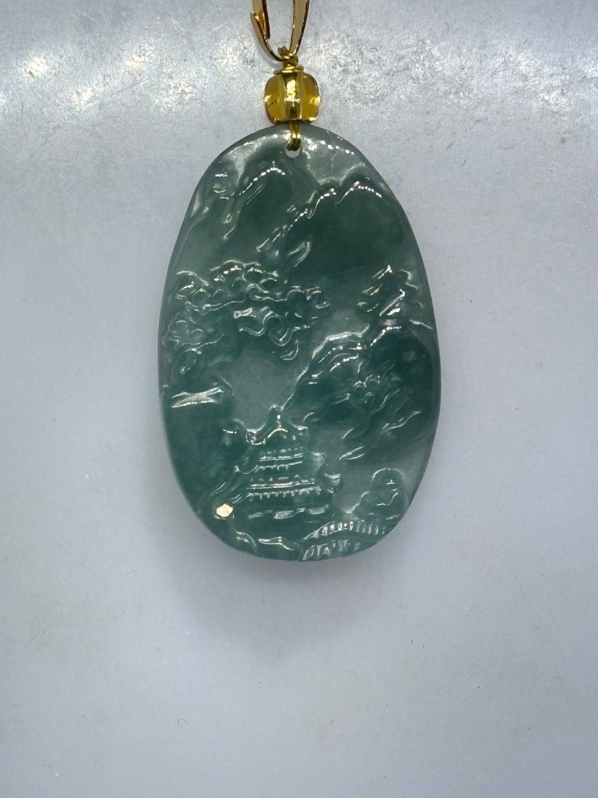 （天然石）蓝水翡翠 仏様ペンダント￼ 天然翡翠A貨 藍水氷種 精雕山水ペンダント 開運風水 5554-1/4 - メルカリ