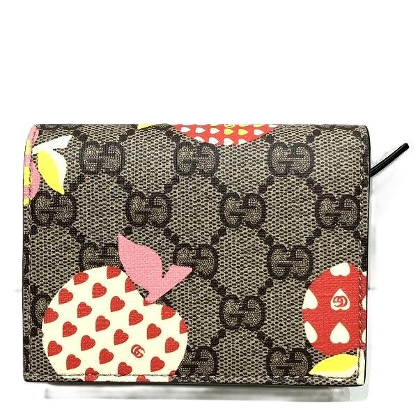 グッチ GUCCI GGスプリーム 663922 レ ポム アップル ハート 2つ折り