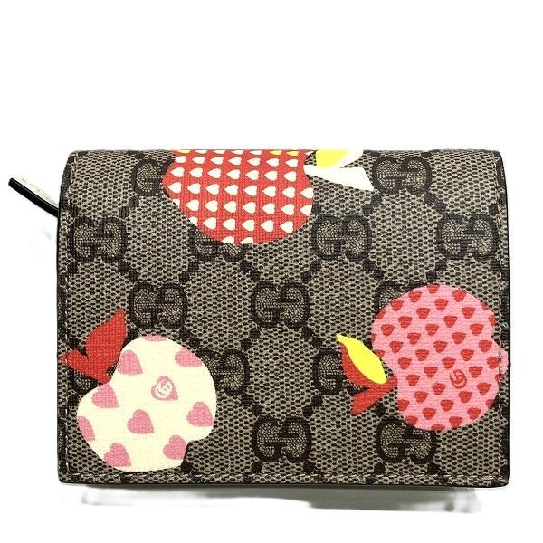GUCCI グッチショルダーバッグ &財布GG柄アップル＆ハートレポム3月まで グッチ GUCCI GGスプリーム 663922 レ ポム アップル ハート 2つ折り
