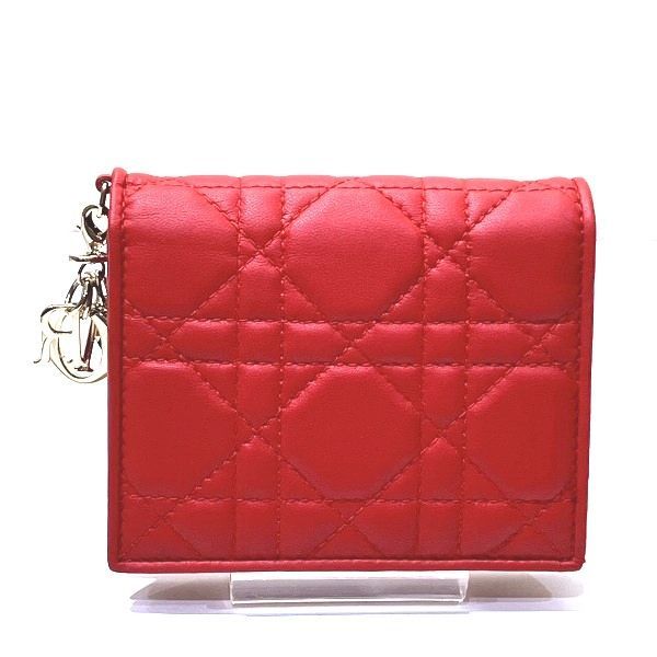 ディオール　Dior　カナージュ　43-MA-0128　チャーム付き　2つ折り財布　レディース　美品