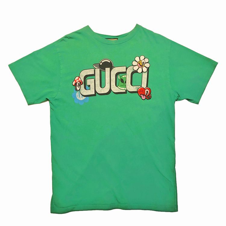 GUCCI グッチ ハティスチュワート プリント・ロゴ クルーネック T