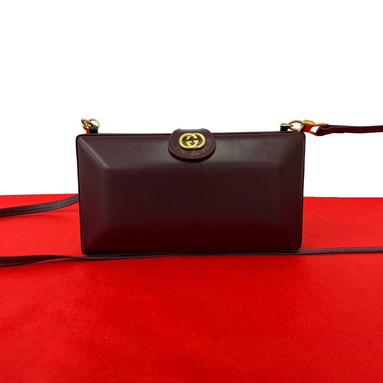 極 美品 GUCCI グッチ オールドグッチ GG ロゴ 金具 レザー 本革 ミニ 