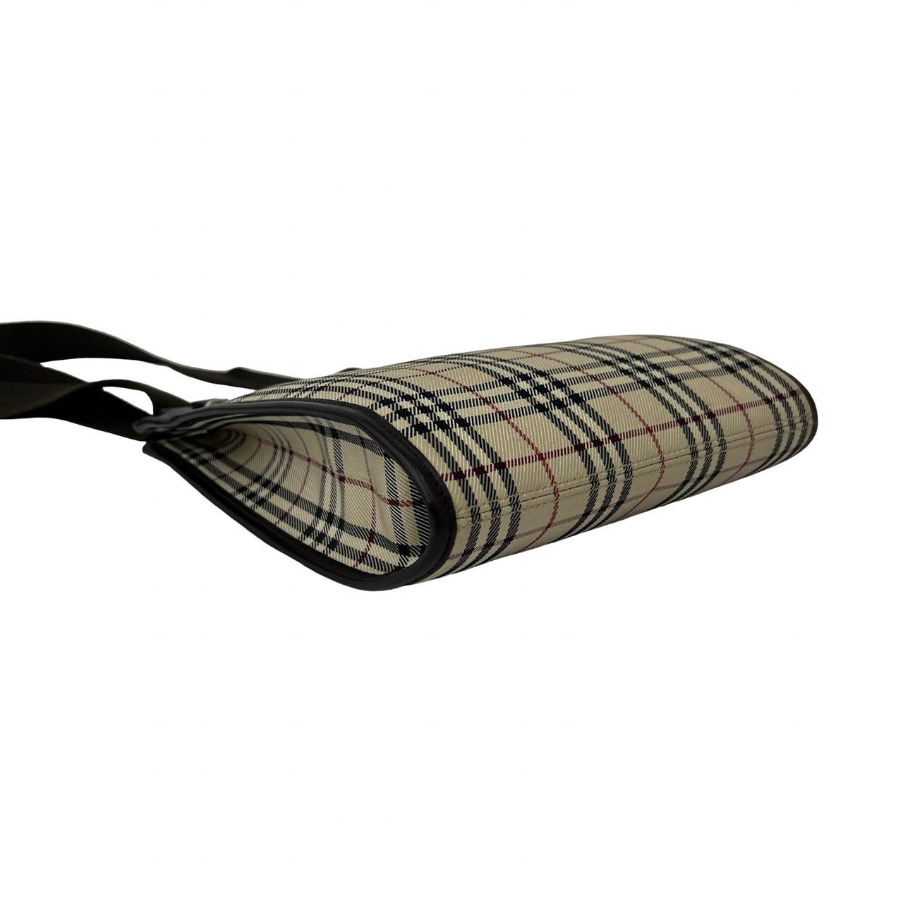 極 美品 BURBERRY バーバリー ノバチェック 柄 キャンバス レザー 本革 