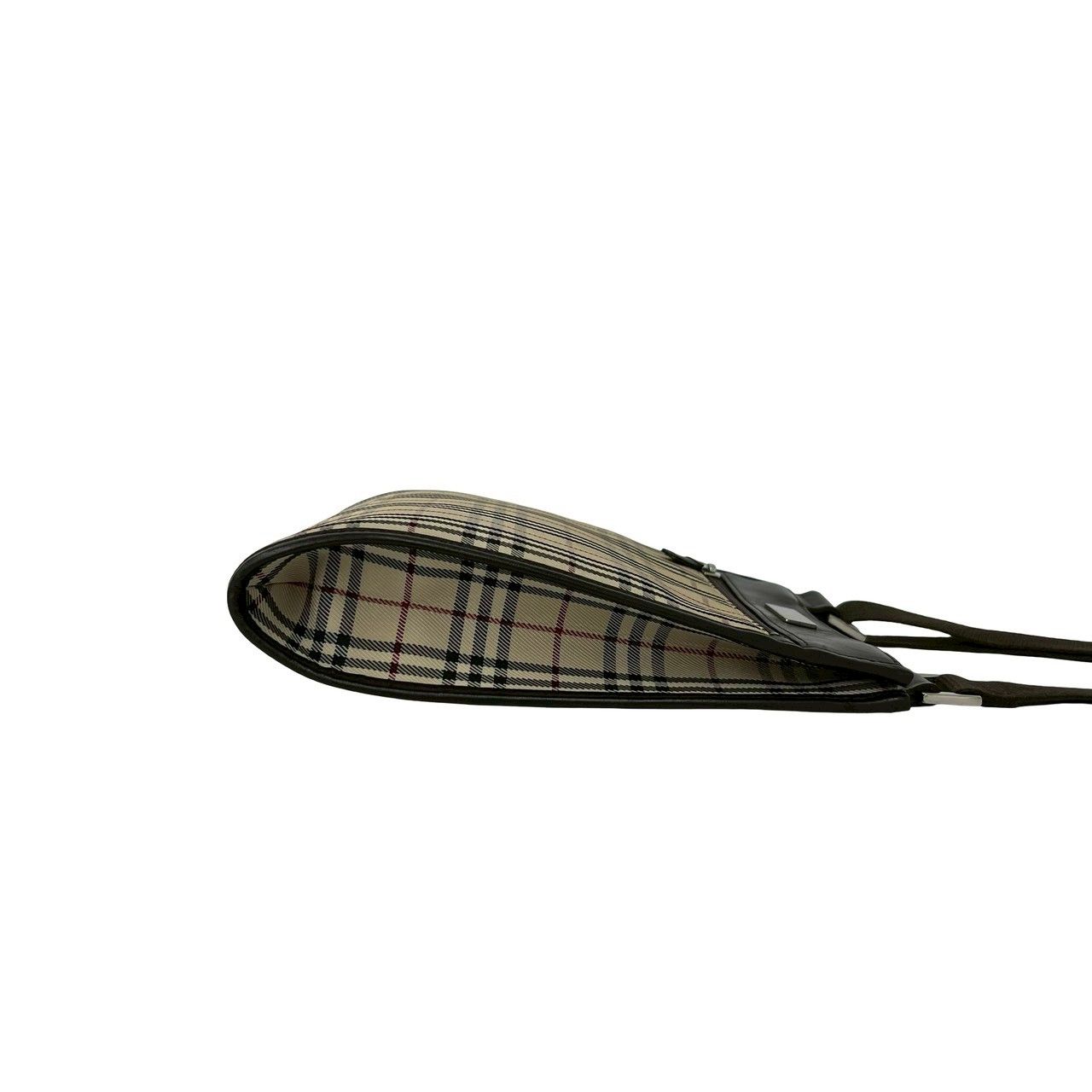 極 美品 BURBERRY バーバリー ノバチェック 柄 キャンバス レザー 本革