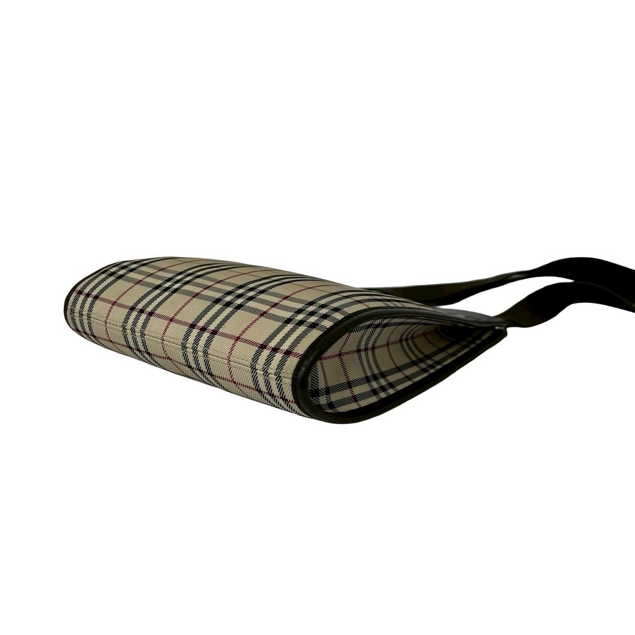 極 美品 BURBERRY バーバリー ノバチェック 柄 キャンバス レザー 本革
