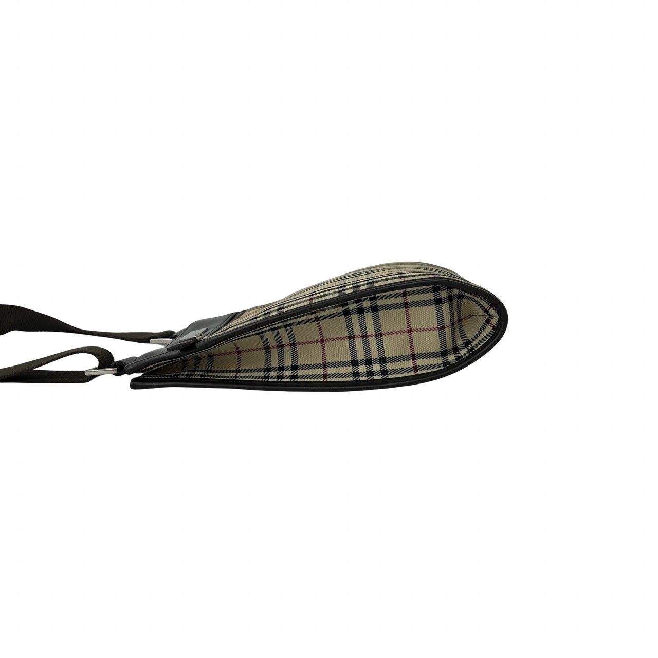 極 美品 BURBERRY バーバリー ノバチェック 柄 キャンバス レザー 本革