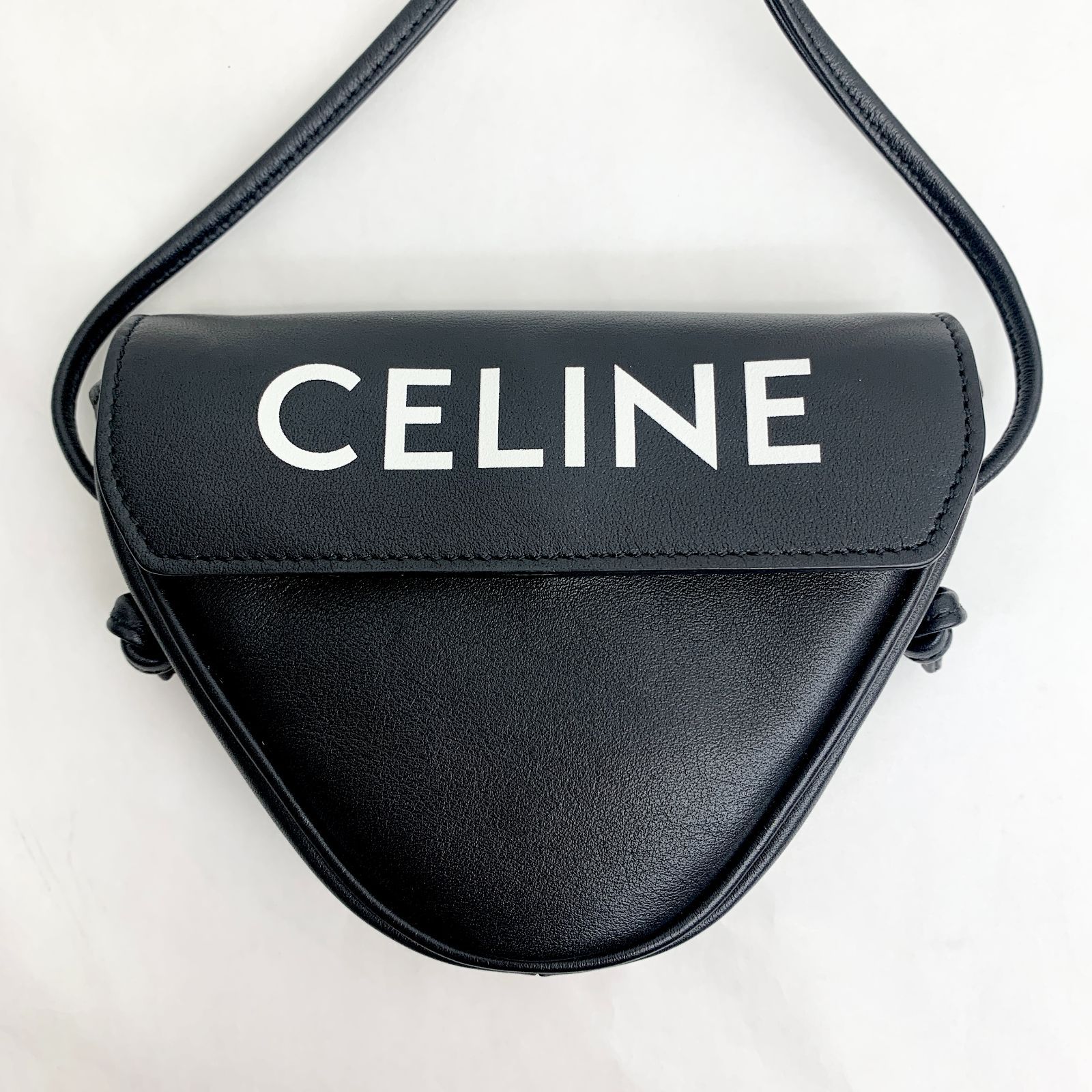 CELINE セリーヌ ミニ ショルダー バッグ ブラック 黒 トライアングル 