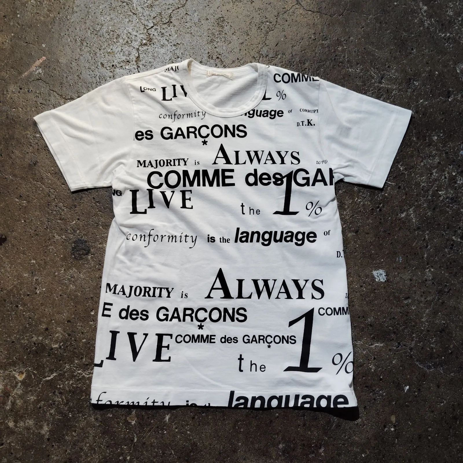 COMME des GARCONS 03aw 1％ テキストデザイン半袖カットソー 