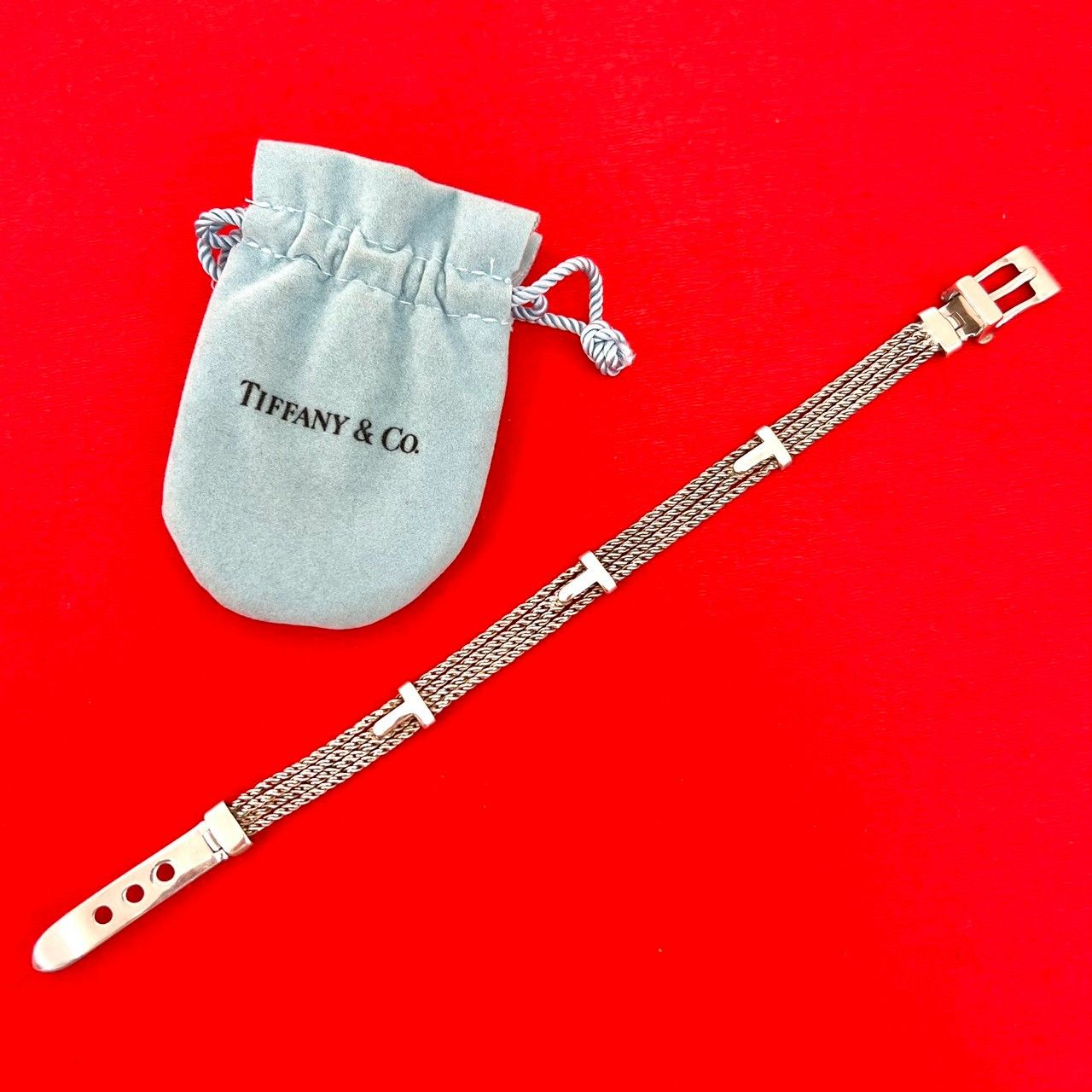 極 美品 袋付き TIFFANY&Co. ティファニーヴィンテージ Tロープ ベルト