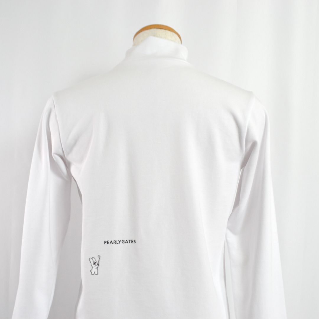 新品 パーリーゲイツ 長袖ハイネック ネックロゴ ホワイト Mサイズ（4） 極美品】PEARLY GATESパーリーゲイツ 25AW 現行デザイン Cソロナ裏毛