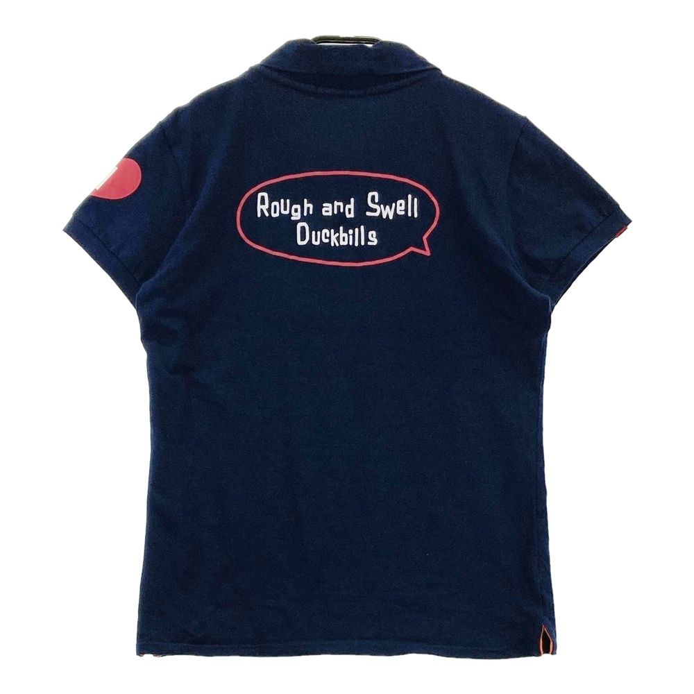 サイズ：M ROUGH&SWELL ラフアンドスウェル 襟付 半袖Tシャツ ネイビー
