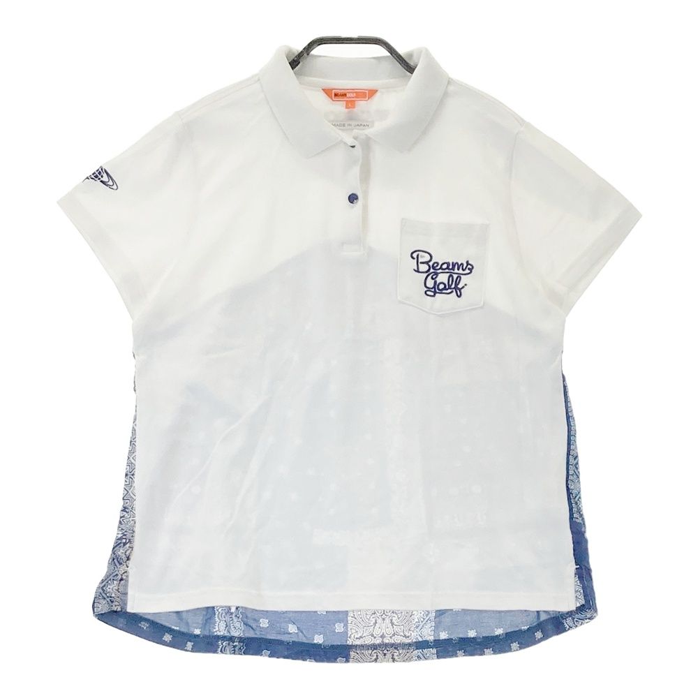 サイズ：L BEAMS GOLF ビームスゴルフ 半袖ポロシャツ 切替 総柄 