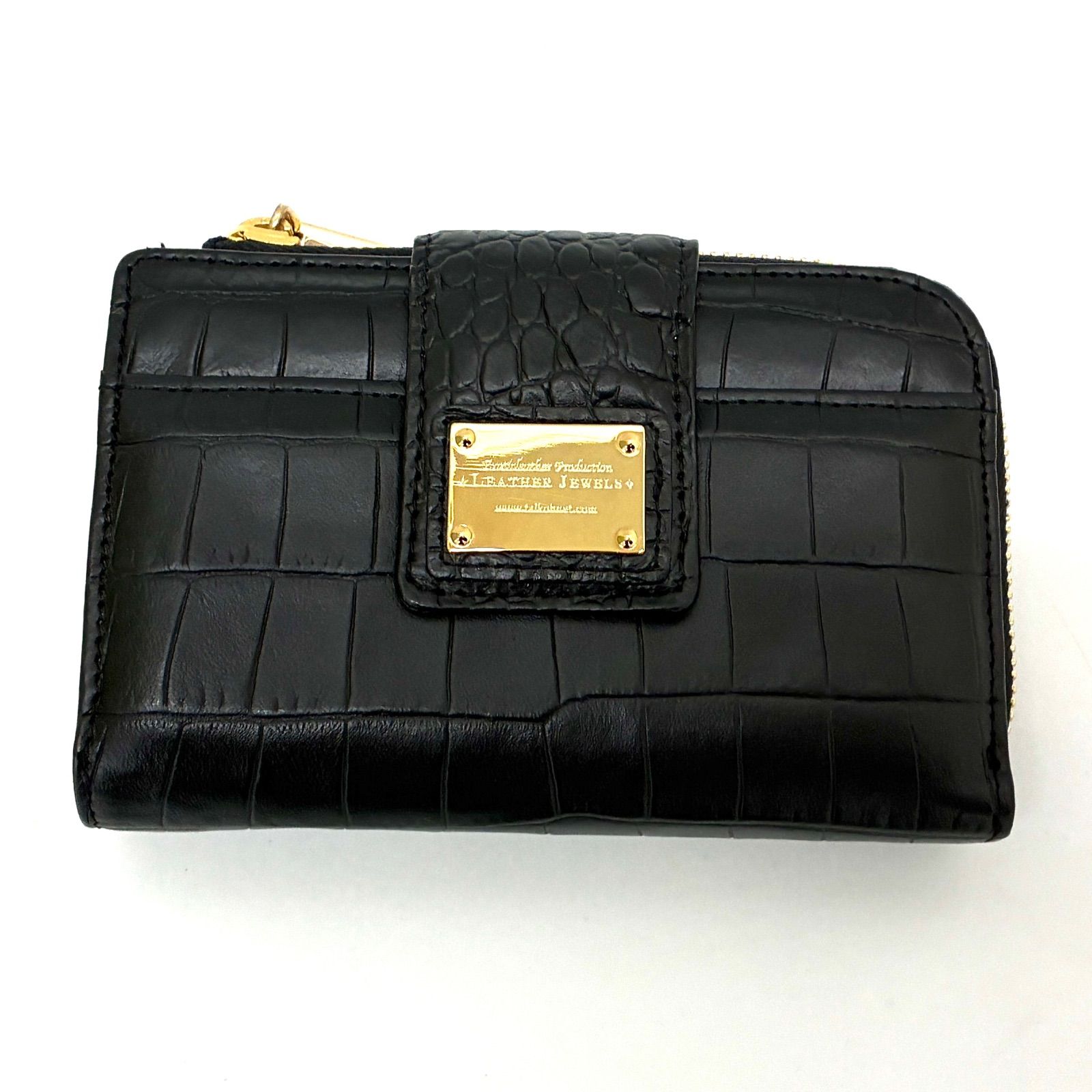 ◇LEATHER JEWELS◇レザージュエルズ クロコ型押し 折りたたみ財布