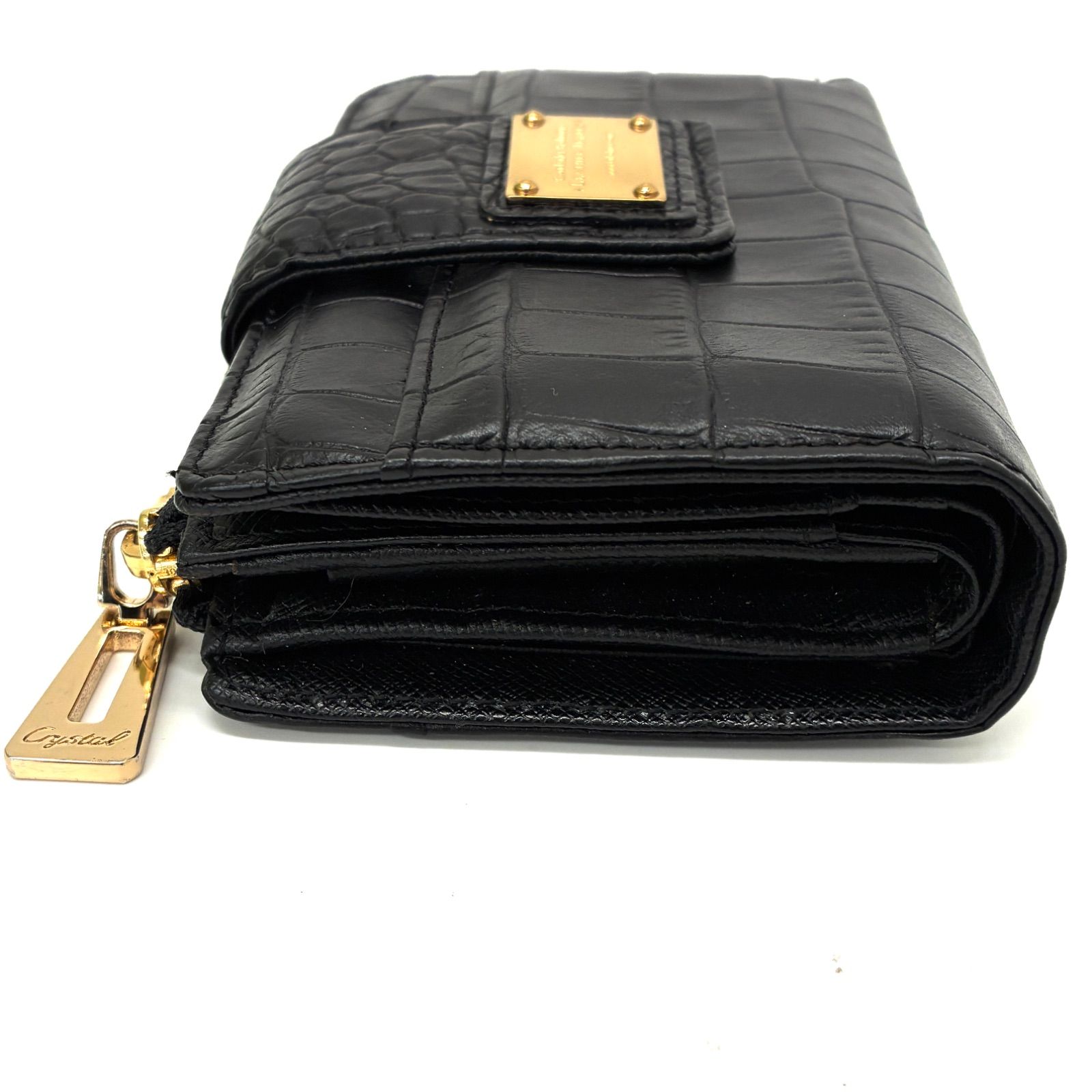 ◇LEATHER JEWELS◇レザージュエルズ クロコ型押し 折りたたみ財布