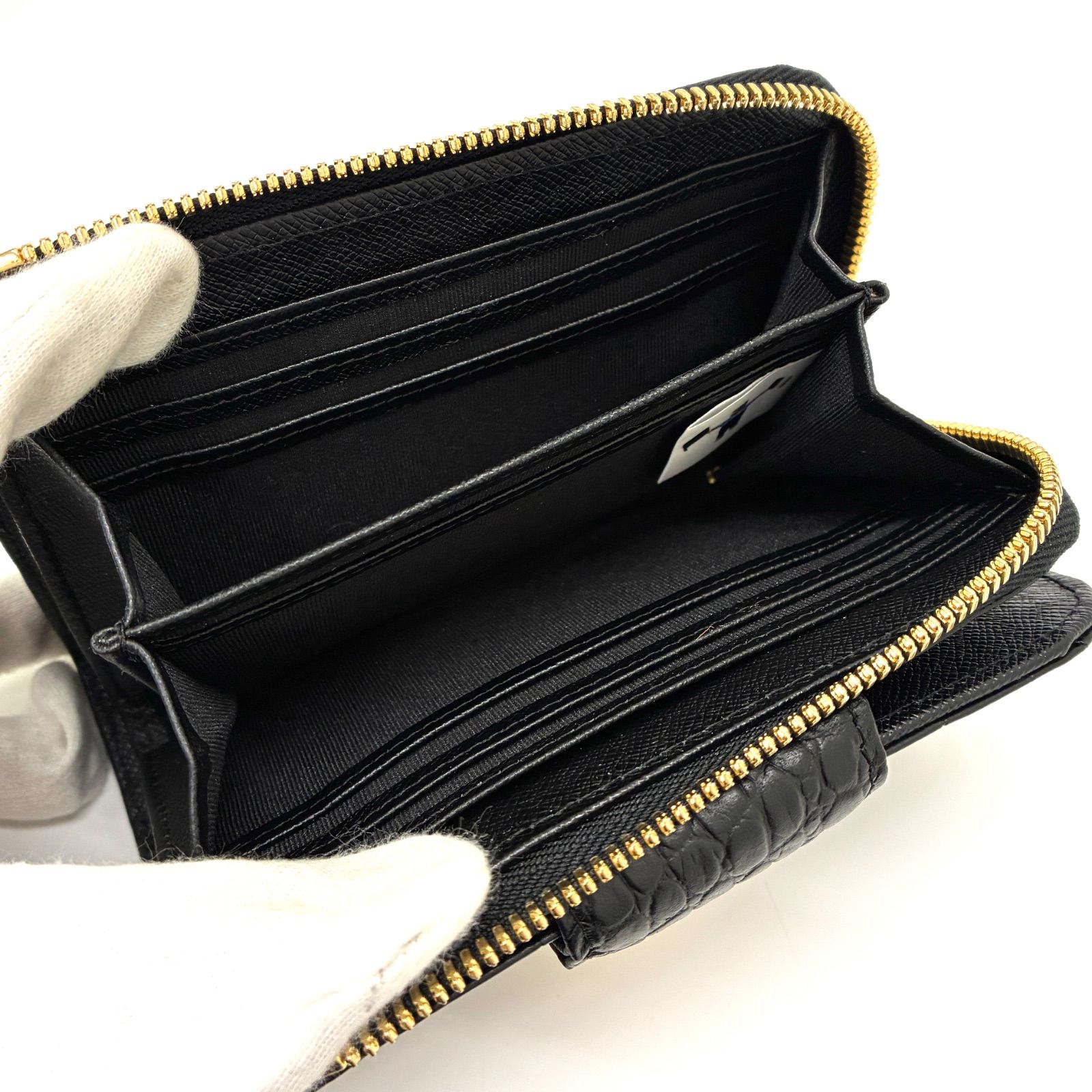 ◇LEATHER JEWELS◇レザージュエルズ クロコ型押し 折りたたみ財布