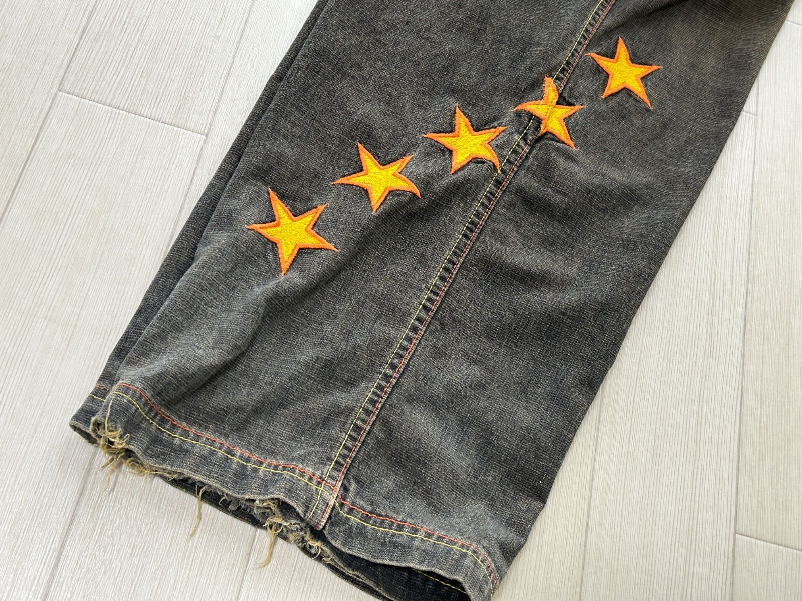 Fubu ワイド デニムパンツ 極太 バギー size34 Y2K ギミック ワッペン