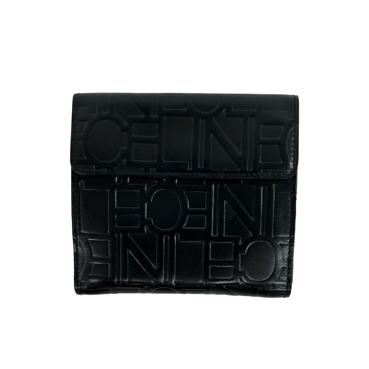 未使用保管品 保存袋付き CELINE セリーヌ ロゴ エンボス レザー 本革