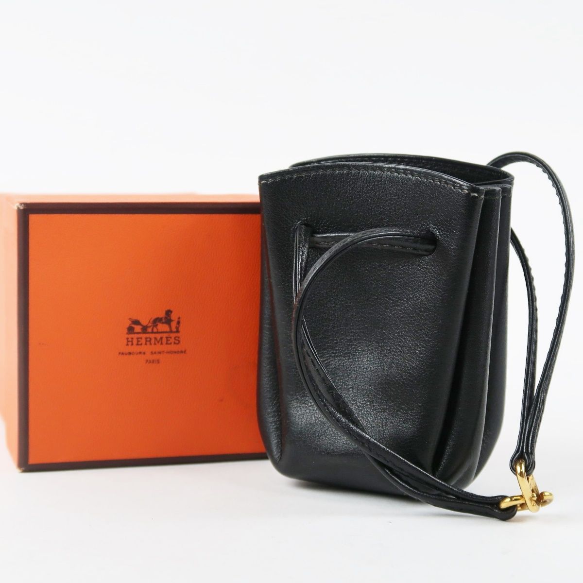 美品】HERMES エルメス ヴェスパポーチ 巾着 小物入れ 高級レザー 〇Z 
