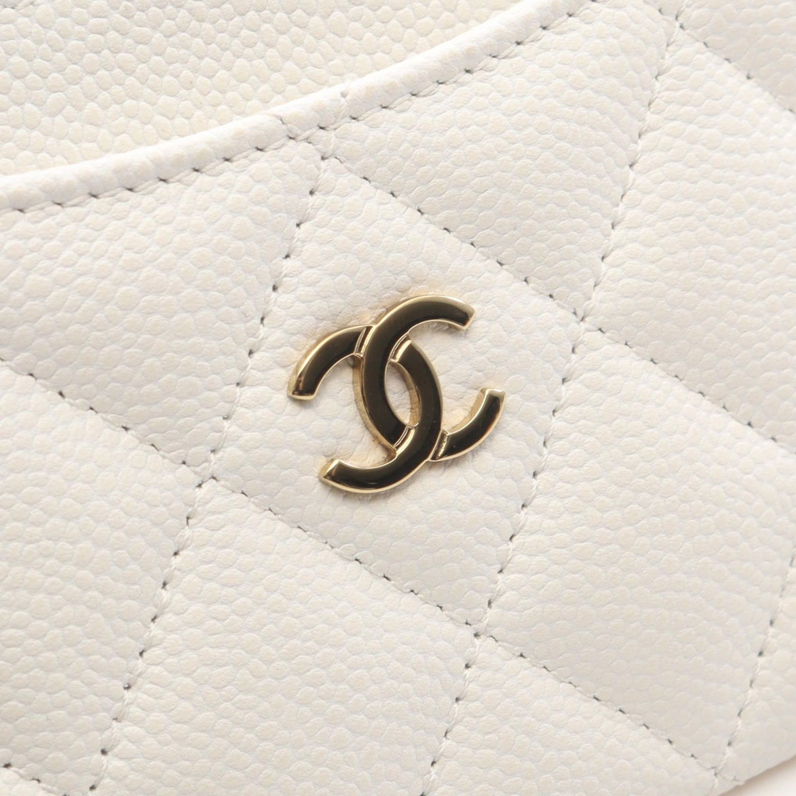 シャネル CHANEL カードケース マトラッセ ホワイト キャビアスキン 