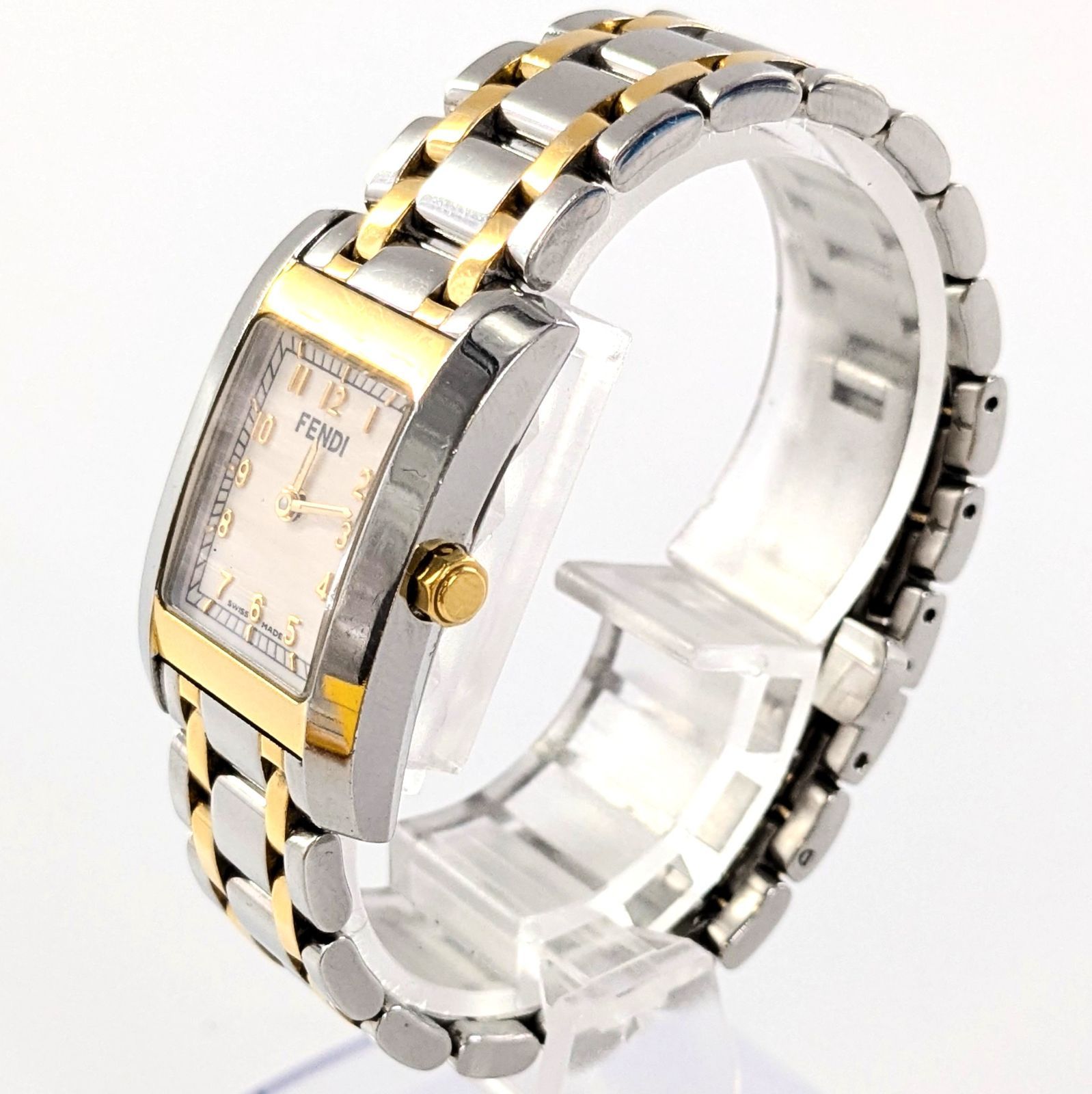 FENDI フェンディ 7000L QZ/GP×SS ホワイト文字盤 レディース腕時計 稼働品【QG-55】