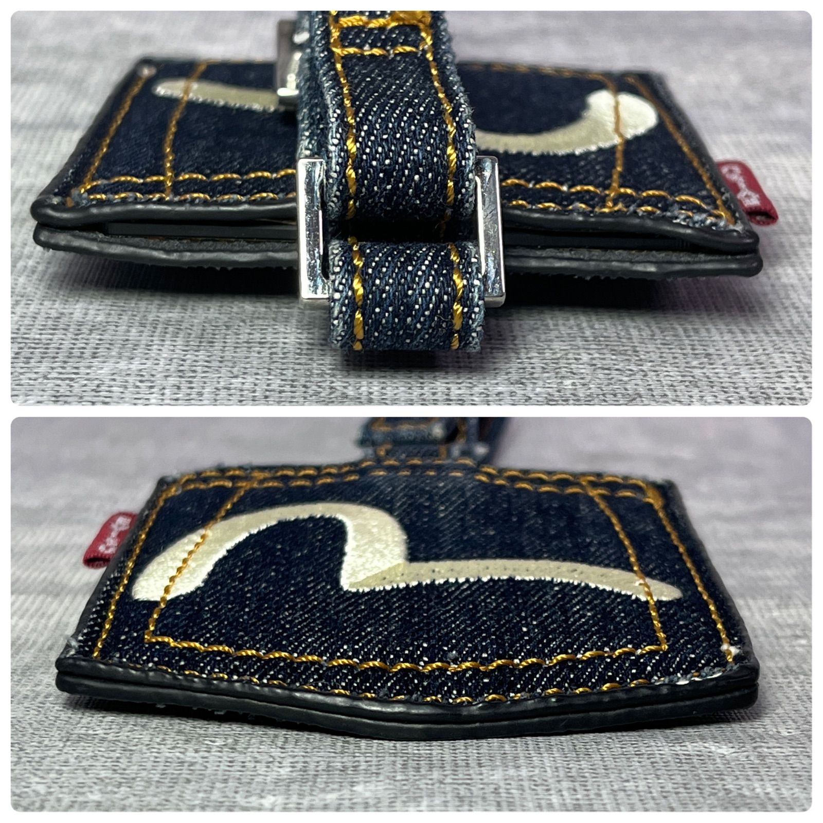 希少 美品 EVISU エヴィス デニム ネームプレート カモメ刺繍 EVISU