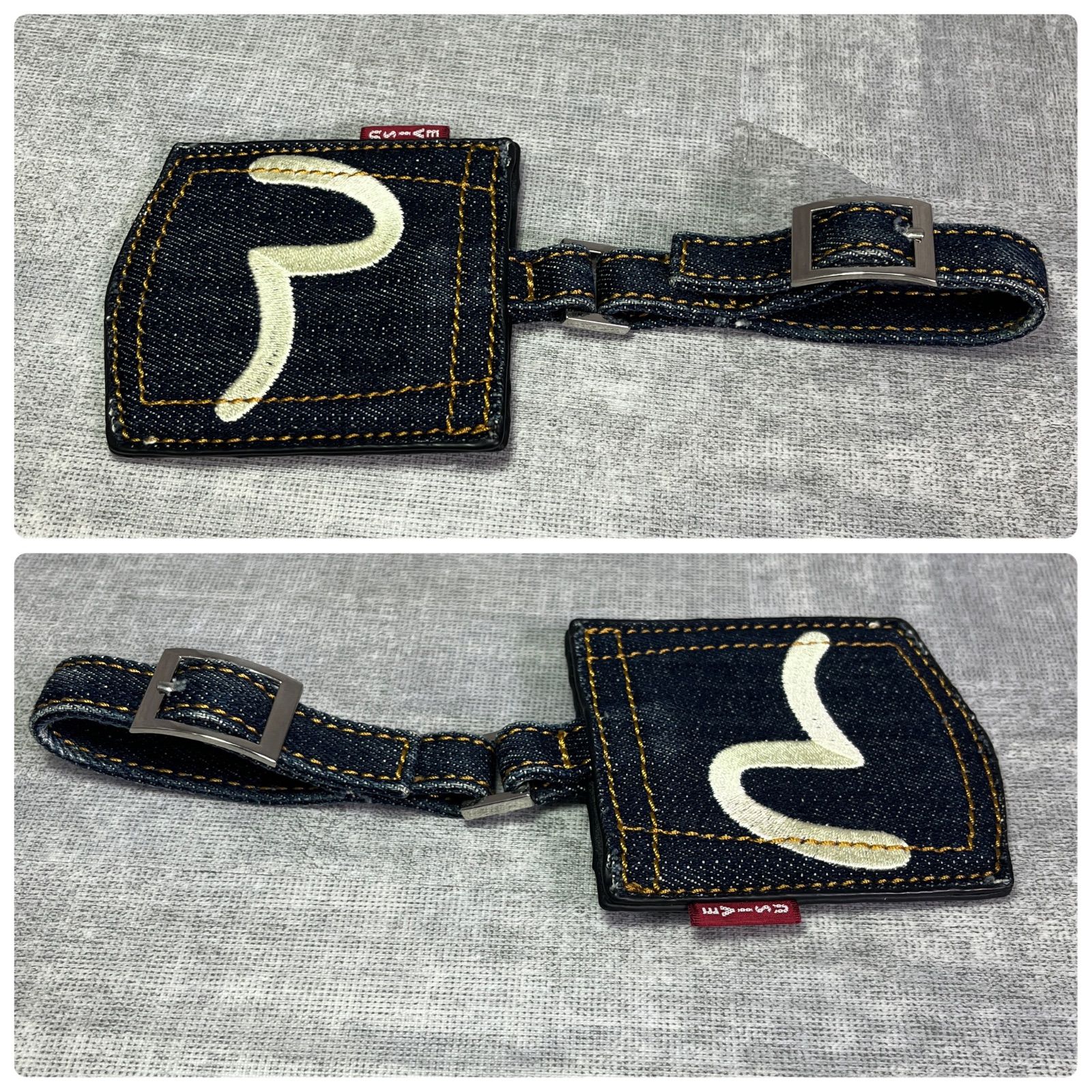 希少 美品 EVISU エヴィス デニム ネームプレート カモメ刺繍 EVISU