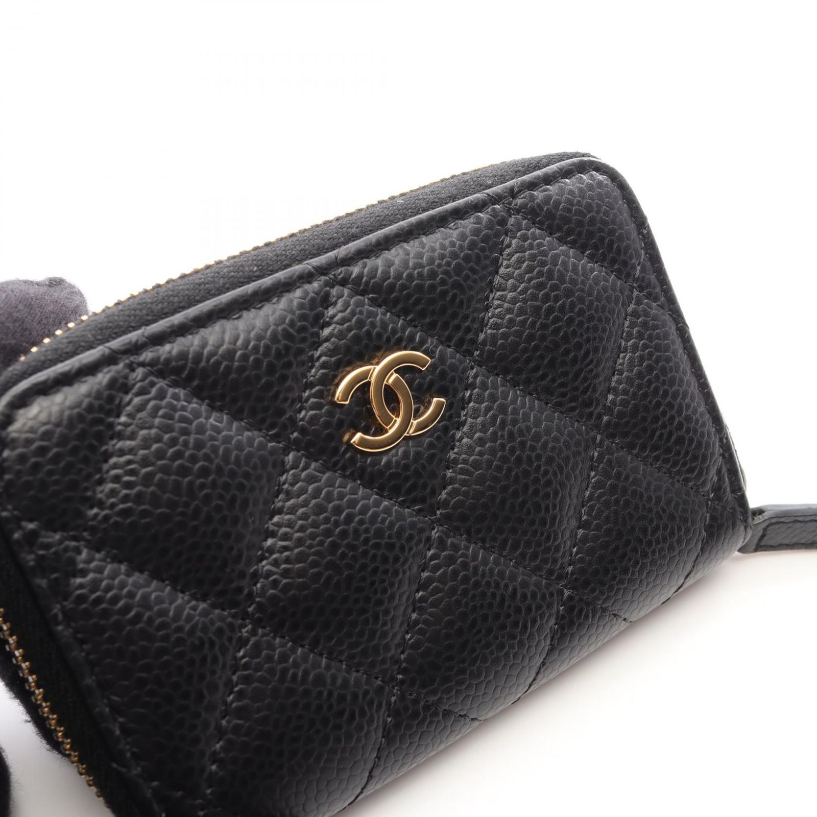 シャネル CHANEL コインケース マトラッセ ブラック キャビアスキン 