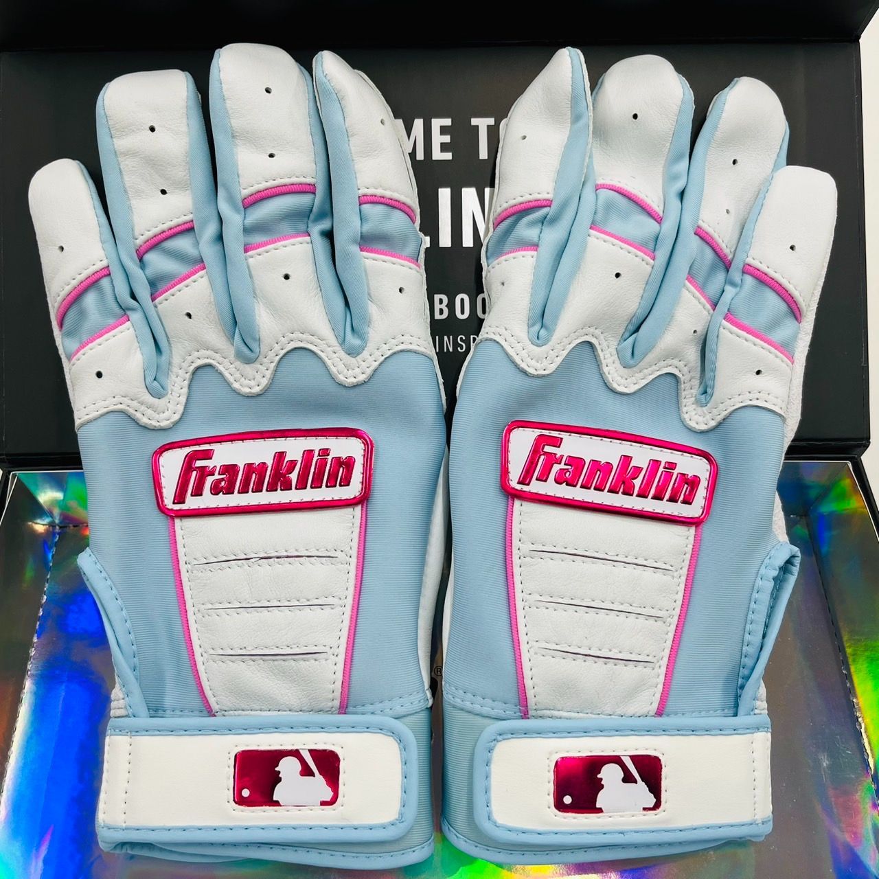 【大人気の水色カラー】 受注生産商品　Franklin　フランクリン　オリジナルオーダーモデル 10　バッティング手袋　S/M/L　バッティンググローブ　野球　水色　ホワイト　ピンク