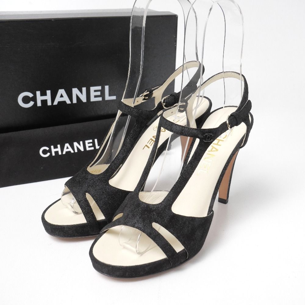 □美品□CHANEL シャネル サンダル サイズ37.5 13C アンクルストラップ