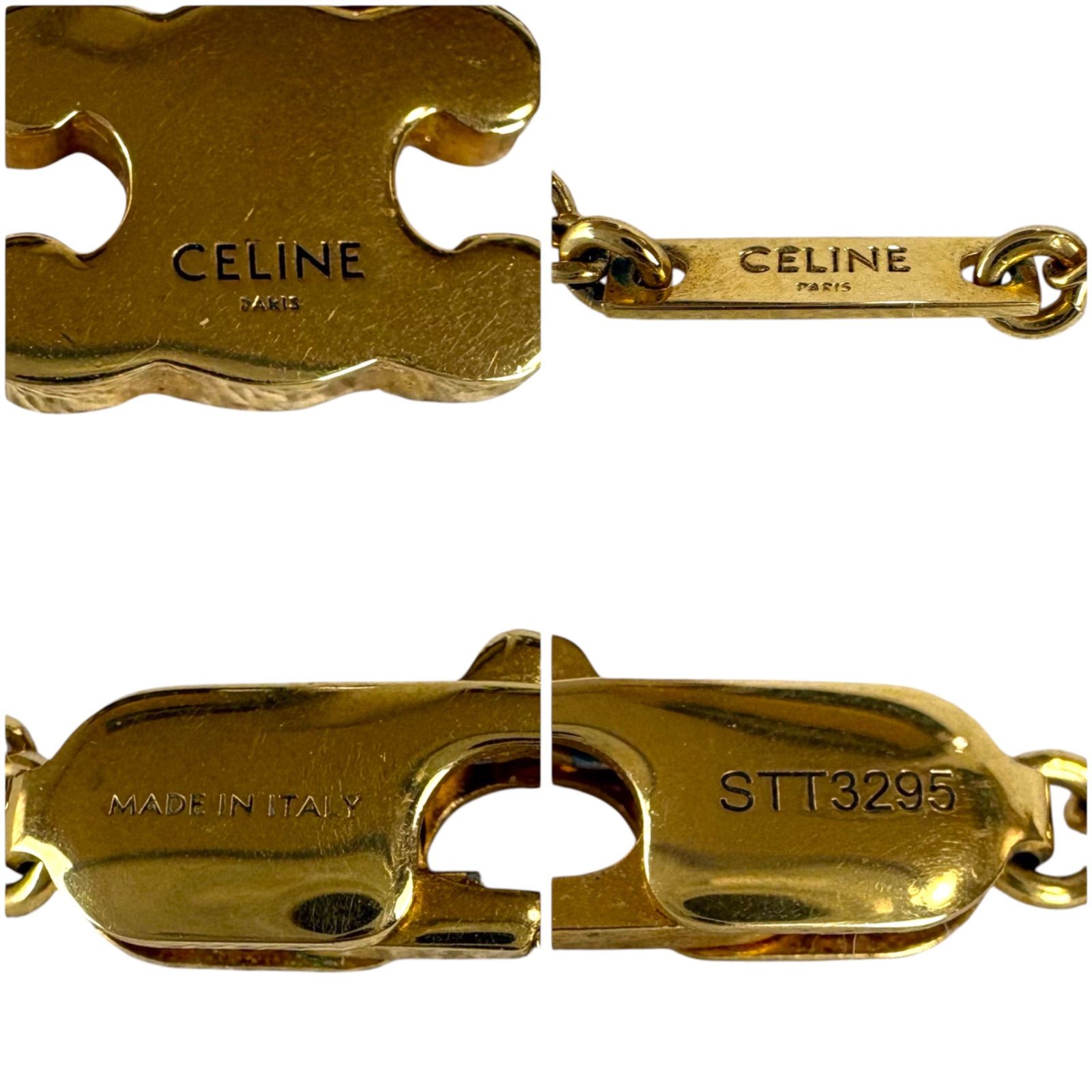 セリーヌ CELINE トリオンフ ラインストーン ネックレス ゴールド 