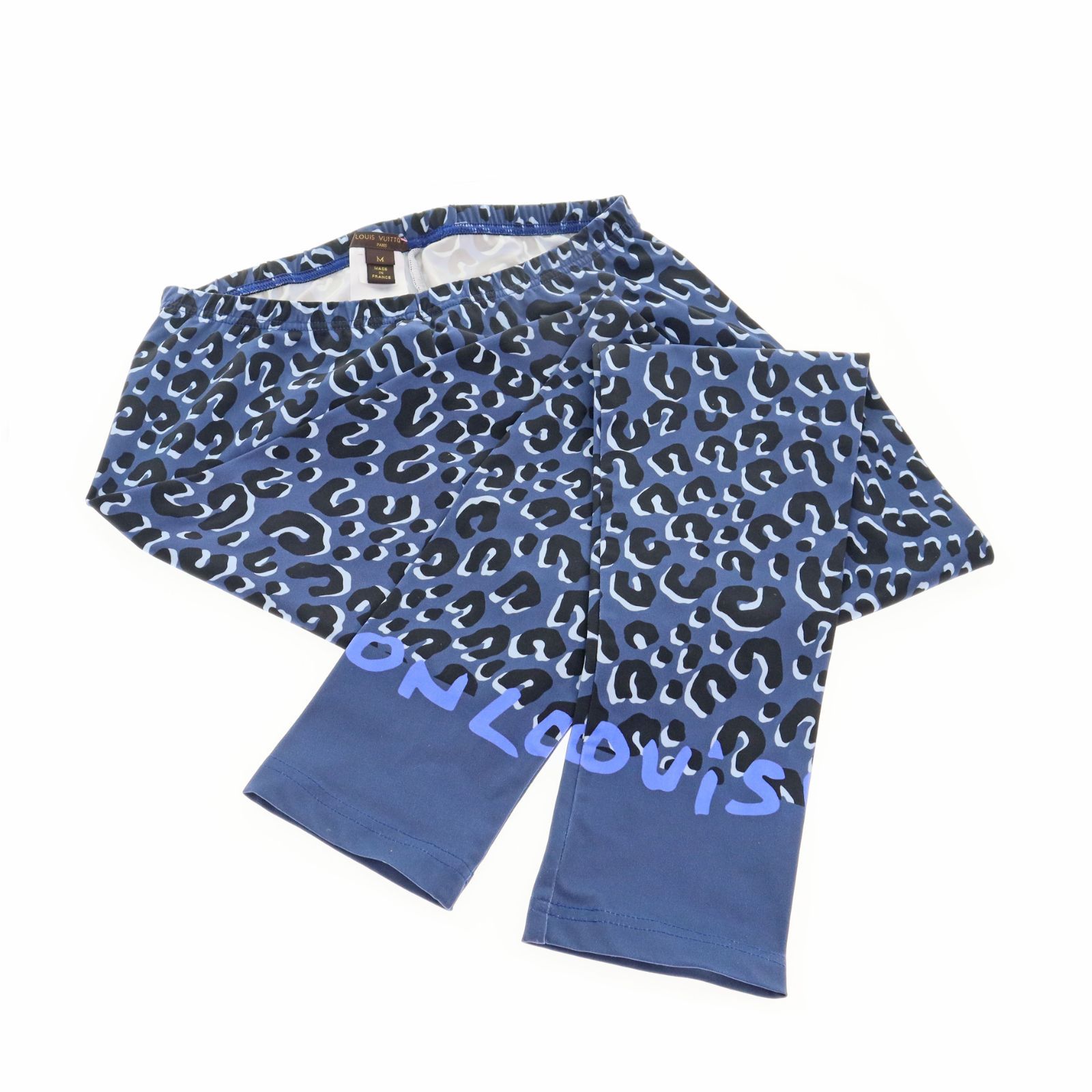 【中古】LOUIS VUITTON ルイヴィトン レオパード柄レギンス レディース メンズ レギンス ブルー アパレル ブランド