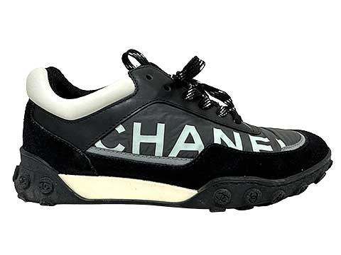 中古】【難あり】CHANEL シャネル 靴 スニーカー ブラック サイズ37