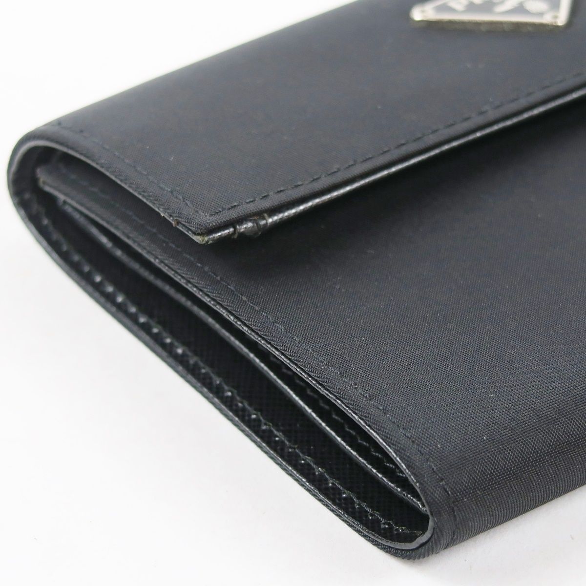超美品】PRADA プラダ ナイロン 二つ折り財布 ブラック ブランド 