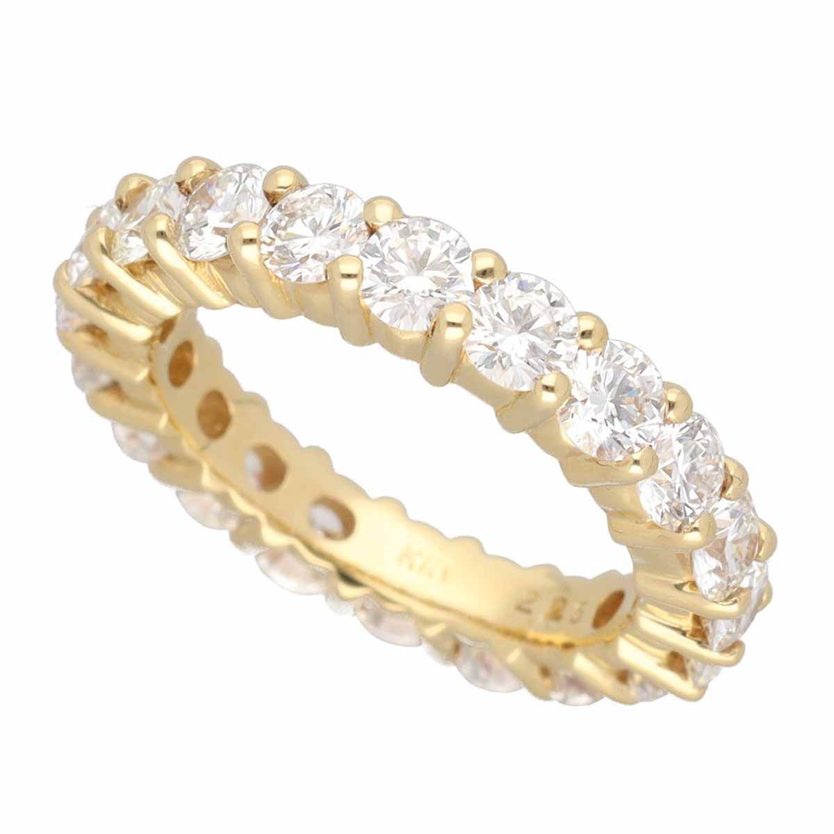 Diamond (2.25ct) Eternity Ring 750 K18 YG Yellow Gold Japan Size Approx. 6 #46 Certificate of Authenticity [Free Shipping] Ring [Used] TMR2604030021