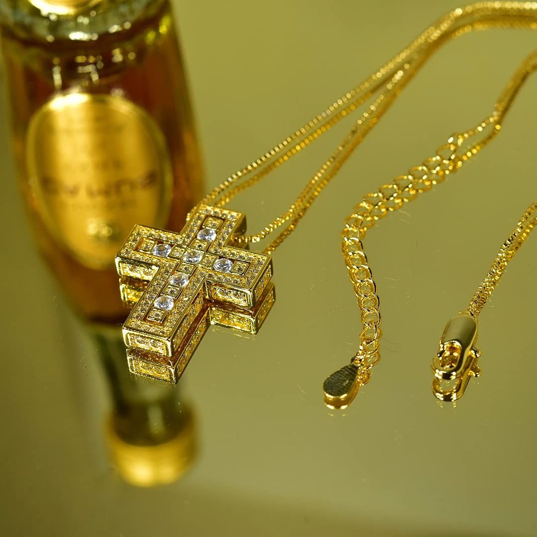 ラクリス] クロス ネックレス 国内メーカー ジルコニア ダブル 18K 