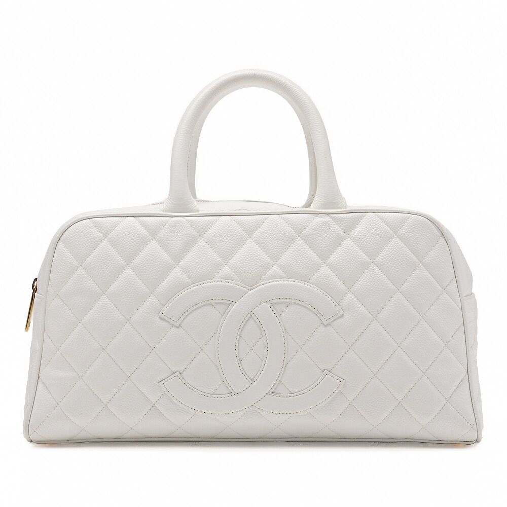 CHANEL シャネル　 ハンドバッグ 　ボストンバッグ 　キャビアスキン　 マトラッセ 　ココマーク 　白（ゴールド金具）レディースバッグ 【中古】【送料無料】