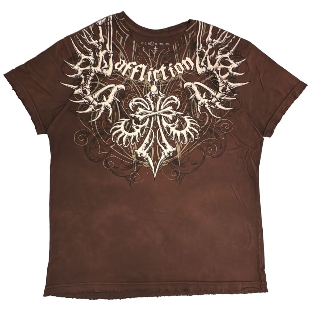 Affliction アフリクション スカルウィングクロス 半袖Tシャツ Y2K 
