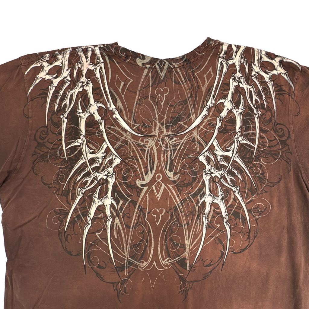 Affliction アフリクション スカルウィングクロス 半袖Tシャツ Y2K 