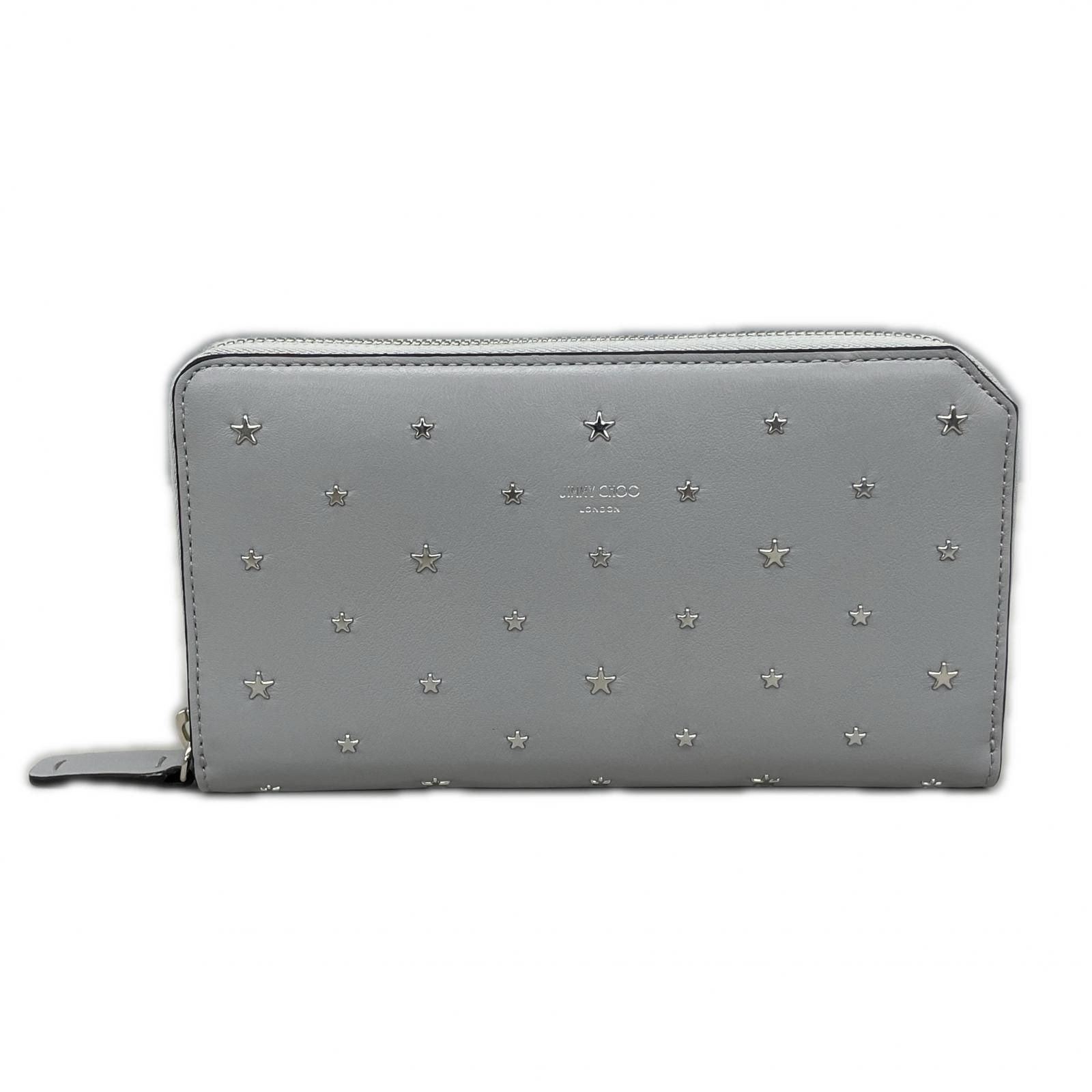 JIMMY CHOO 星型スタッズ グレー長財布 JIMMY CHOO ジミーチュウ ラウンドファスナー長財布 カーナビー スター