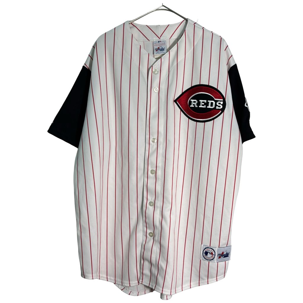 90年代 USA製 Majestic マジェスティック MLB シンシナティ・レッズ ユニフォーム メジャーリーグ ストライプ(メンズ XL)中古 古着 Y2586 90年代 USA製 Majestic マジェスティック MLB シンシナティ・レッズ