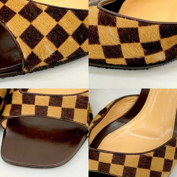 LOUIS VUITTON ルイ・ヴィトン ダミエ ハラコ サンダル ミュール