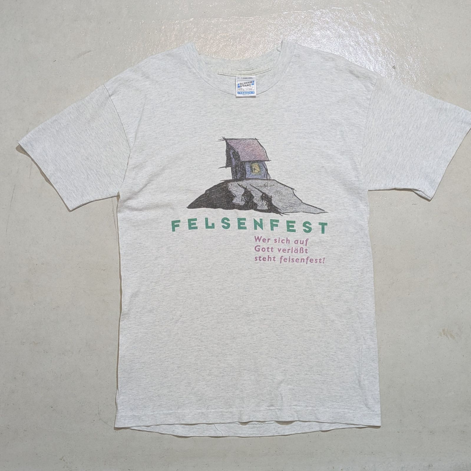 90s SCREEN STARS スクリーンスターズ Tシャツ ドイツ語 宗教 キリスト 