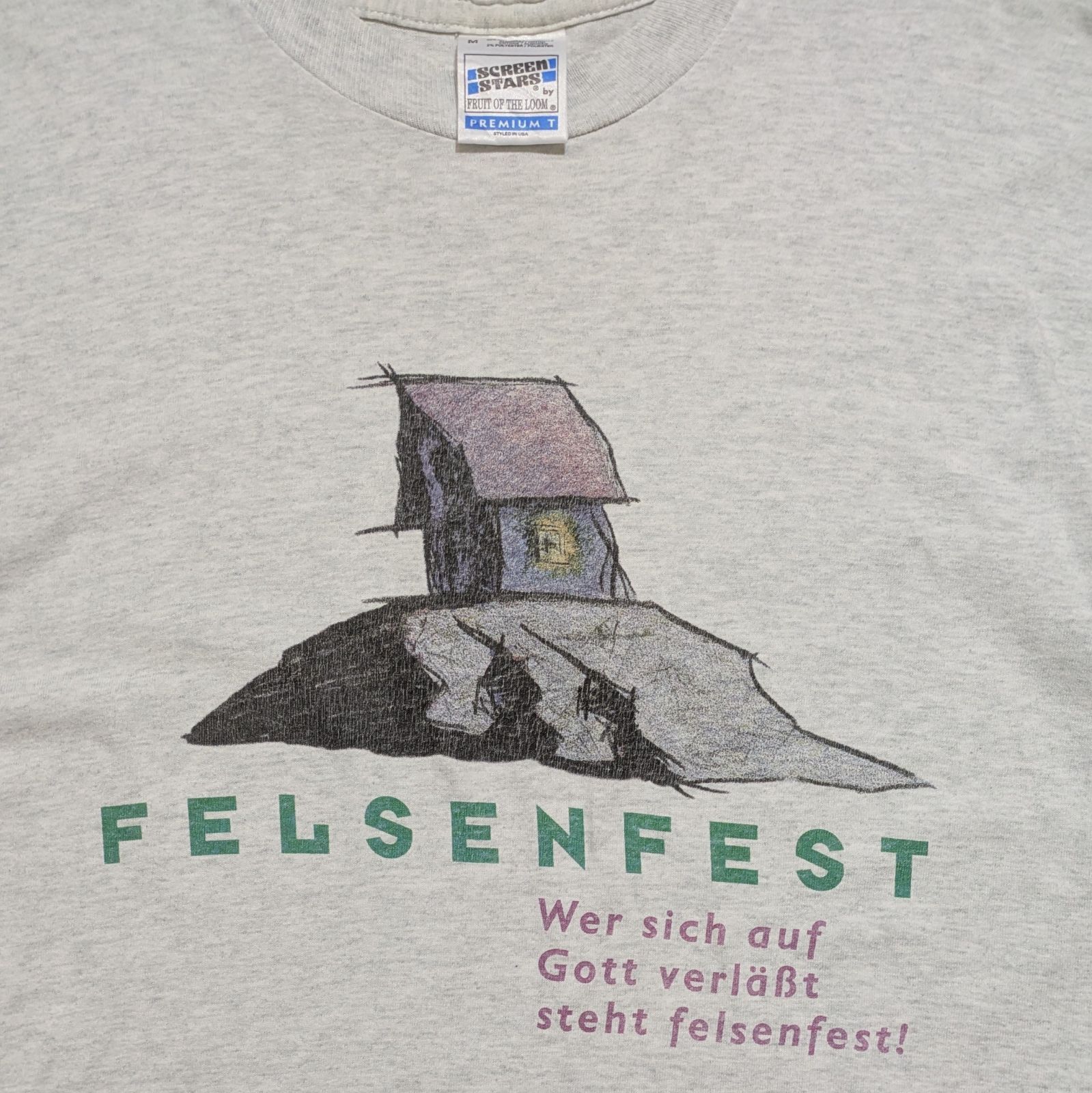 90s SCREEN STARS スクリーンスターズ Tシャツ ドイツ語 宗教 キリスト 