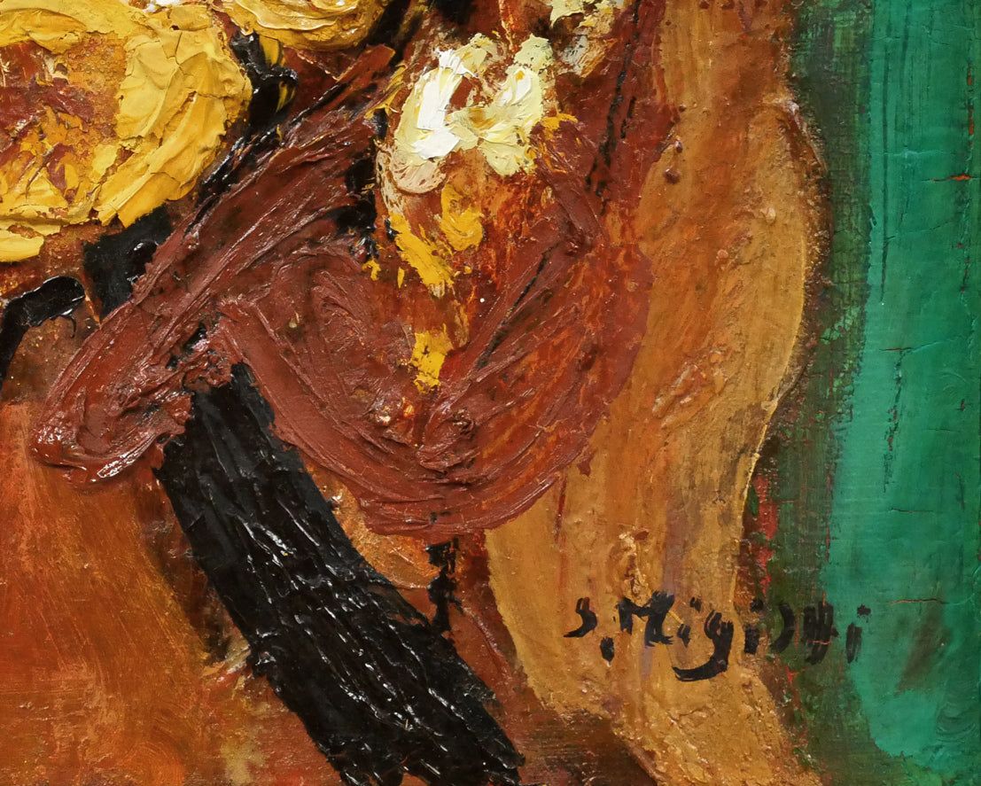 三岸 節子「花」油絵・F8号 文功労者 女流画家協会創立会員 三岸好太郎