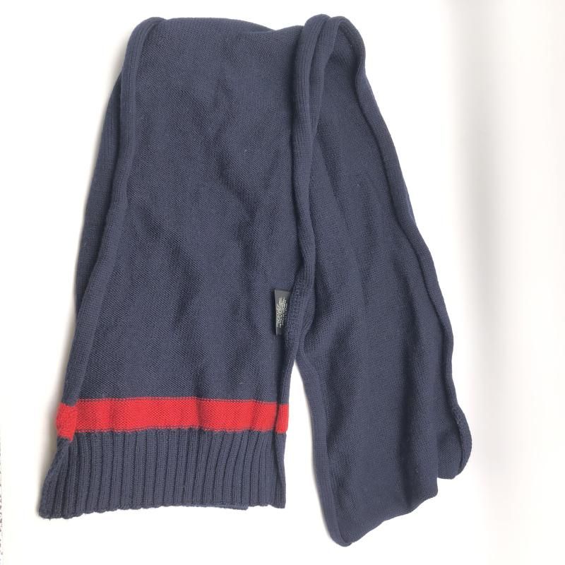 グッチ GUCCI ネイビー レッド ストライプ マフラー 中古】GUCCI インターロッキングG マフラー ネイビー レッド グッチ[17